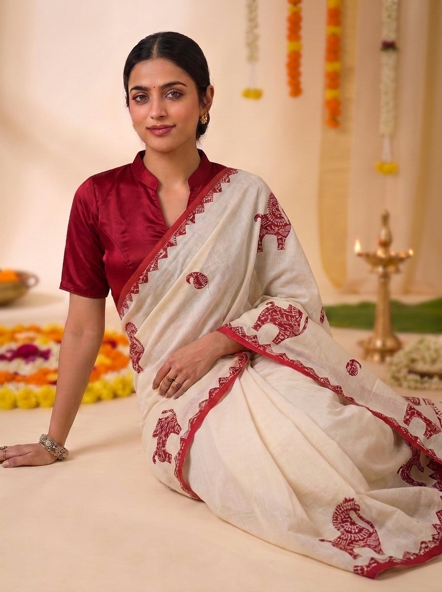 Onam Horse Applique Saree