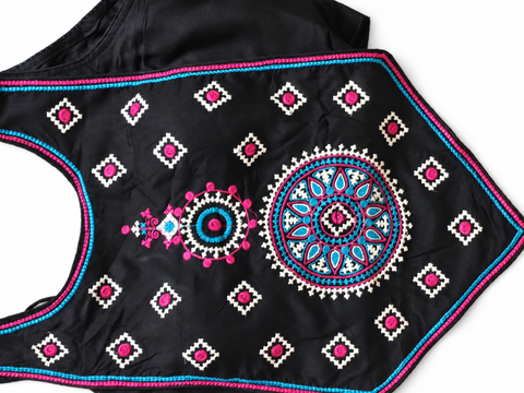 Black choli embroidery detail