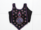 Black sleeveless embroidered choli front