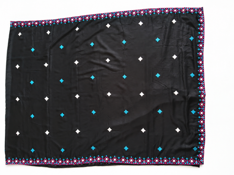 Black dupatta with turquoise pink border