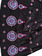 Black ghagara circular embroidery detail