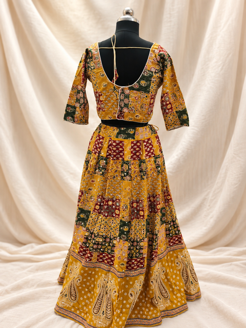 Ajrak yellow Chaniya Choli
