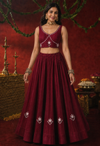 Maroon Mirror Work Chaniya Choli