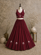 Maroon Mirror Work Chaniya Choli