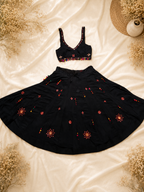 Mirror Work Bunting Black Lehenga Choli