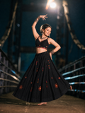Mirror Work Bunting Black Lehenga Choli