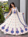 Ivory embroidered chaniya choli on model