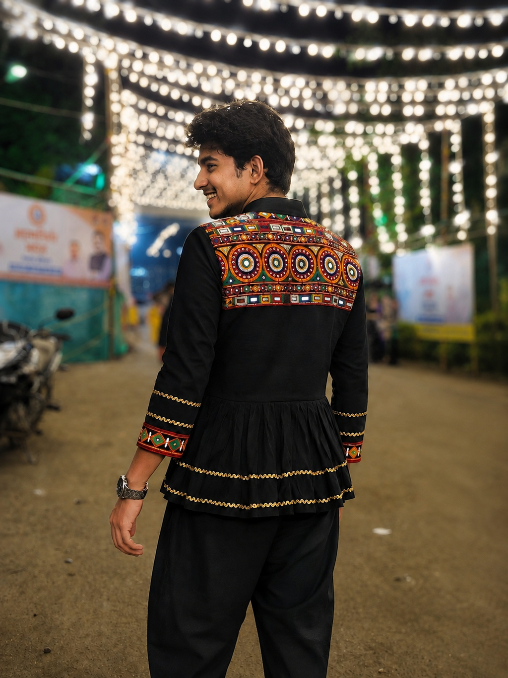 Navratri men's patchwork Kediya back model view