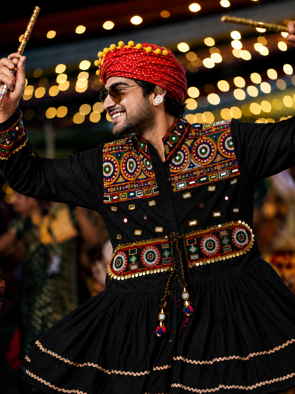 Navratri men's patchwork Kediya front model view