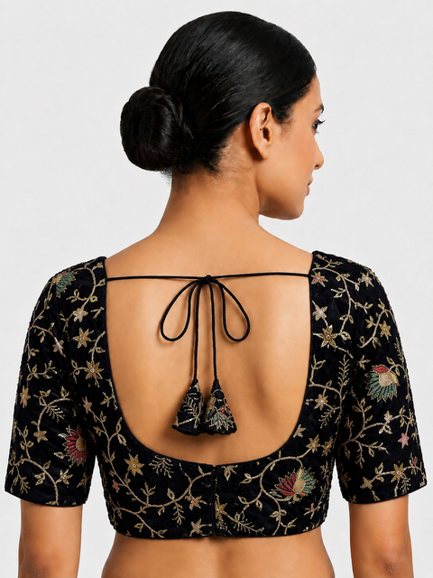 Kajra Re  Fendi Silk Black Blouse