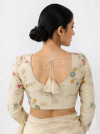 Readymade Khadi Cotton 3/4 Sleeves Back Open Blouse 6331