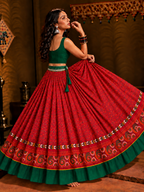 Melody Navratri Skirt Red and Green model view