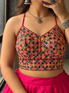 Navratri Spaghetti Blouse-Red