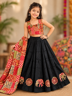 Black Ajrak Elephant Ghagra