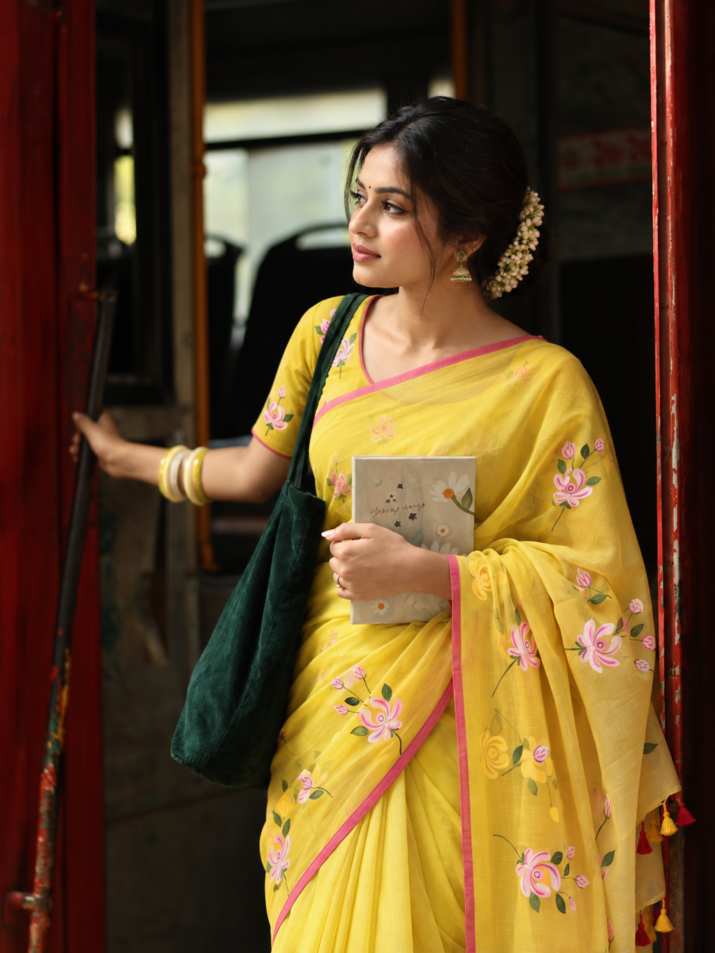 Sonali Floral Hand Painted Saree