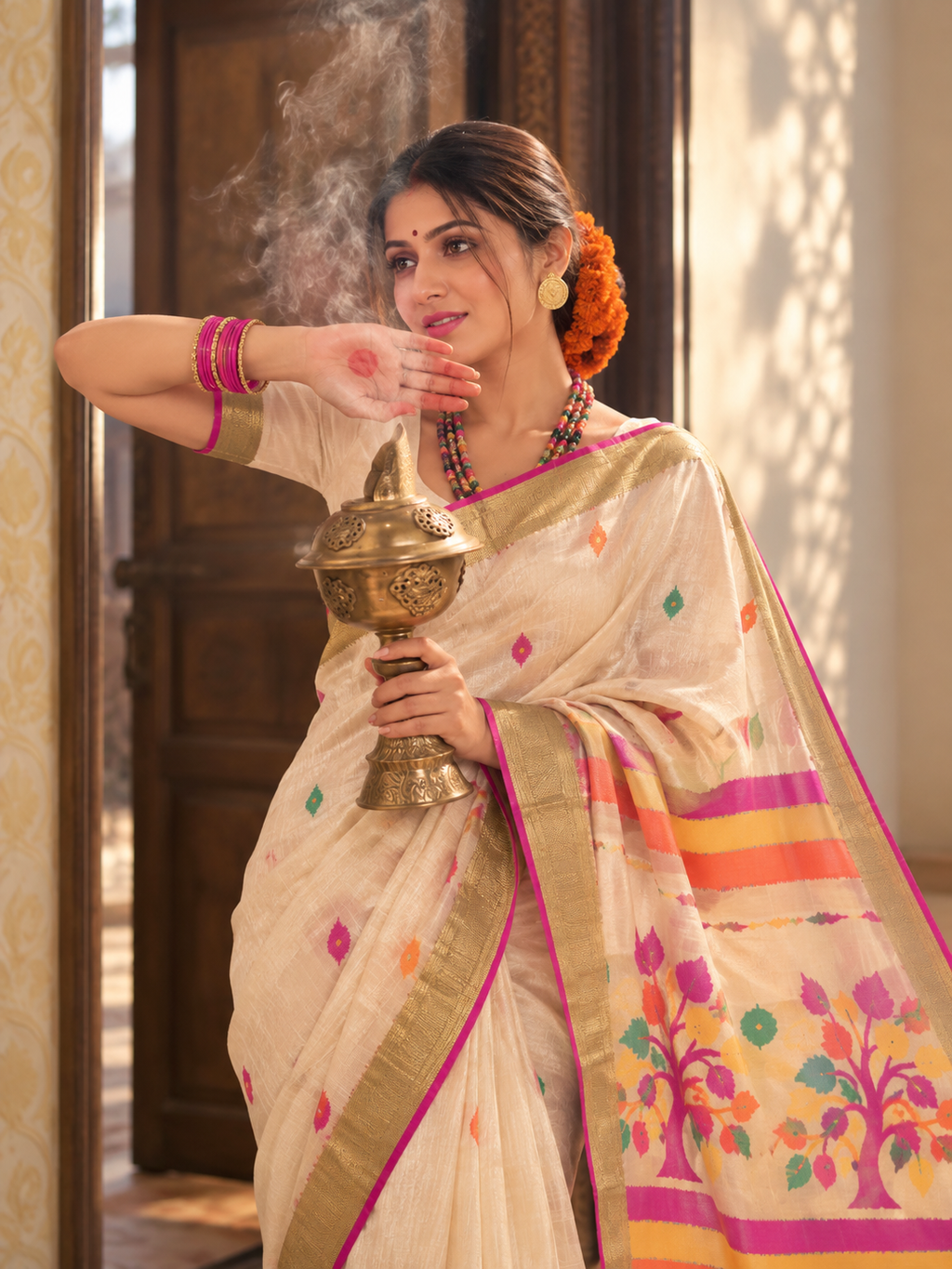 Rong Bahar Linen Saree