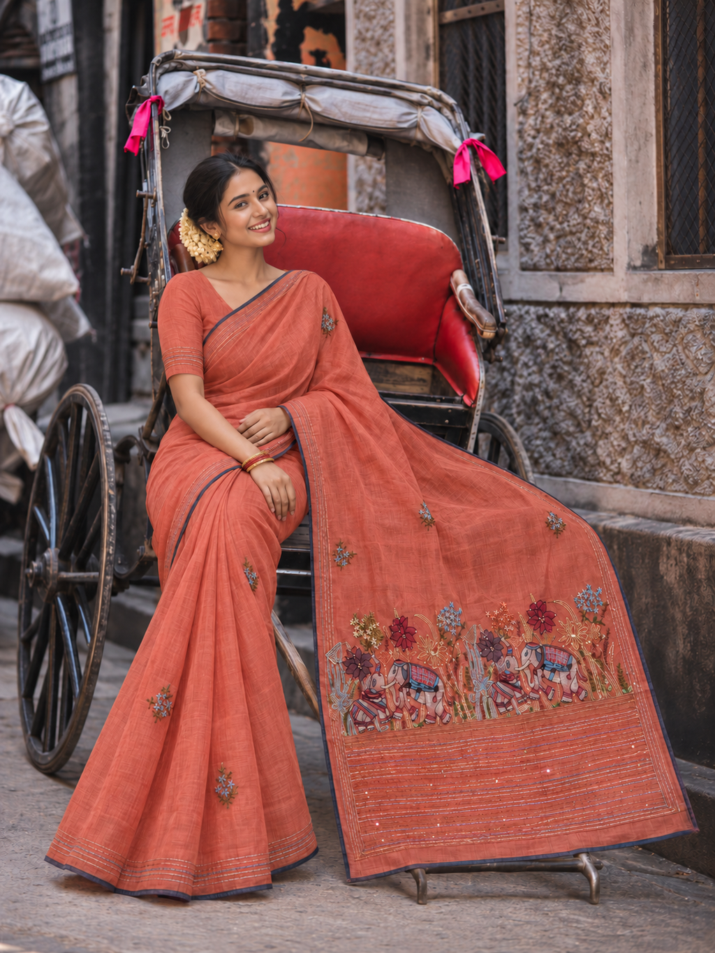 Sinduri Gajraj Bullion Saree