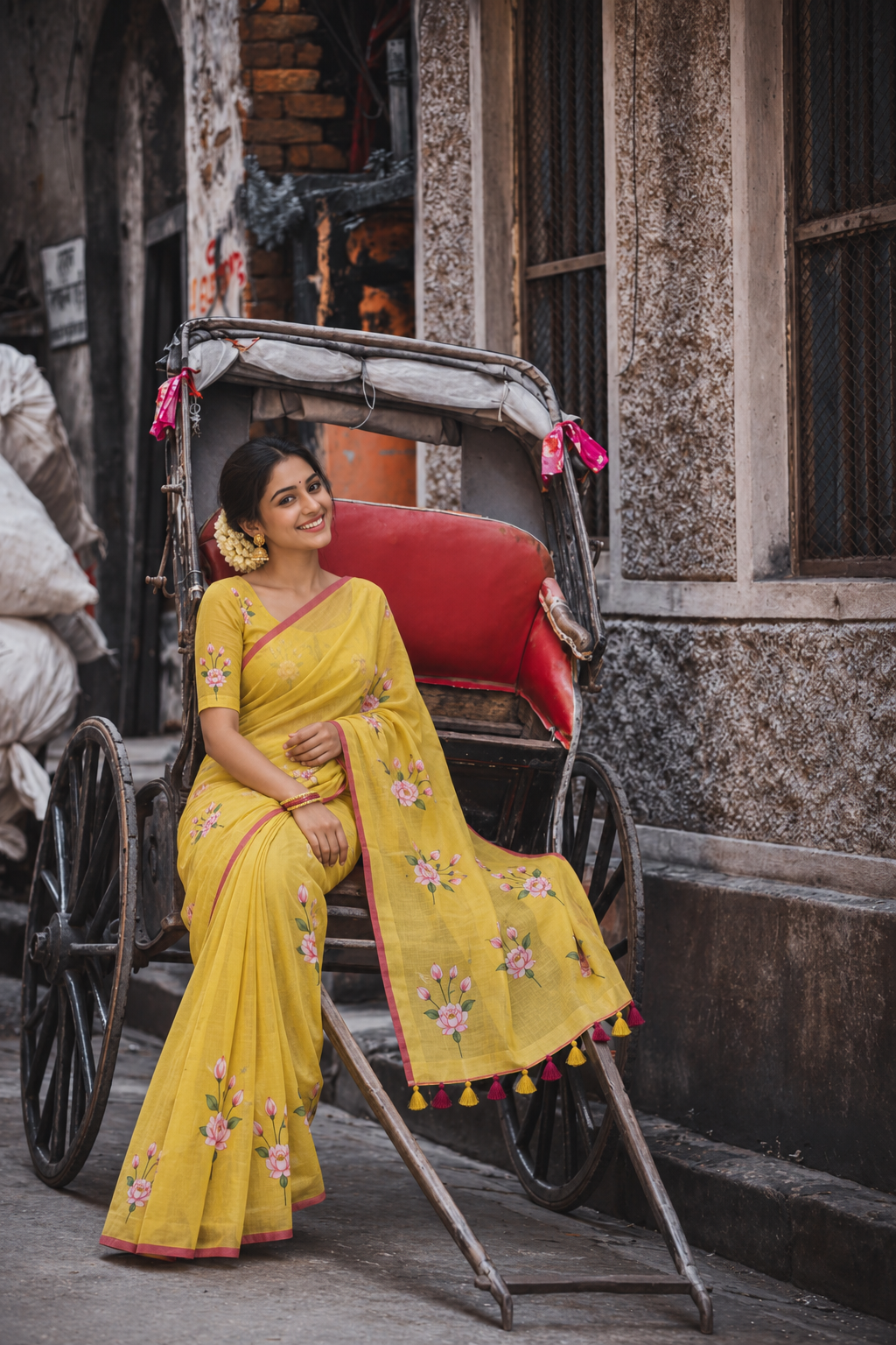 Sonali Floral Hand Painted Saree
