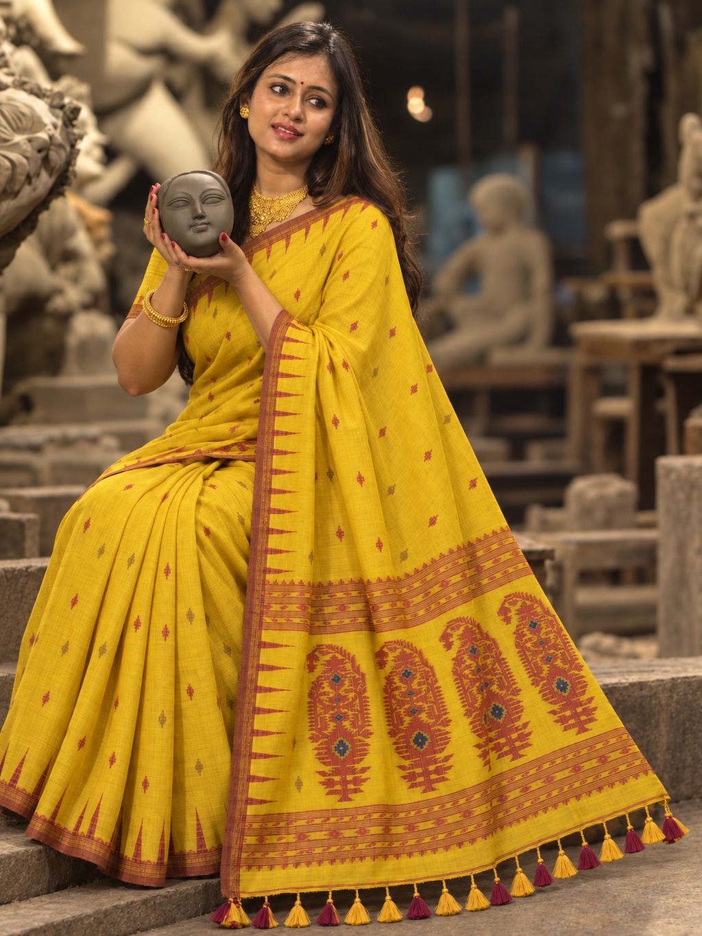 Holud Rekha Jamdani Saree