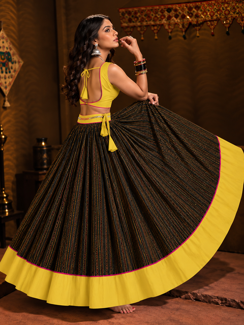 Melody Navratri Skirt Black and Yellow model view