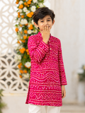 Chota Baadshah –  Pink Bandhani Print Kurta for Boys