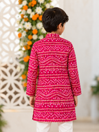 Chota Baadshah –  Pink Bandhani Print Kurta for Boys