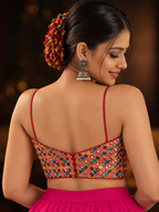 Navratri Spaghetti Blouse-Red