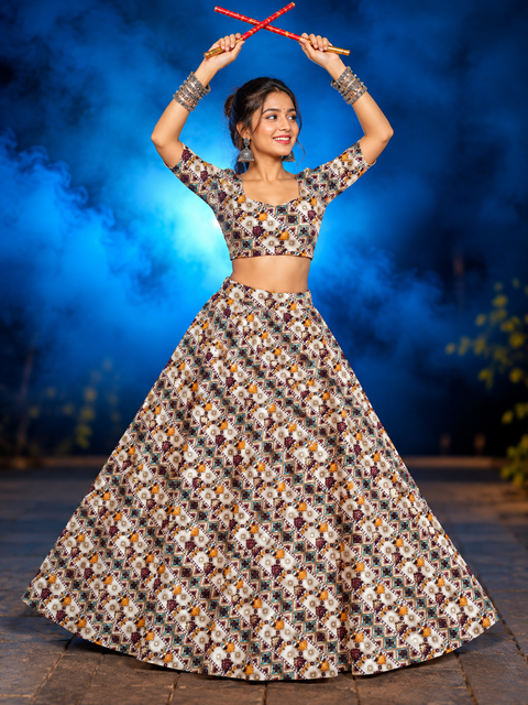 Floral print lehenga choli set