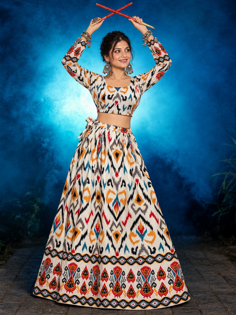 Ikat Print Multi Colour Chaniya Choli
