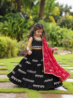 Black Ghagara With Red Dupatta Set
