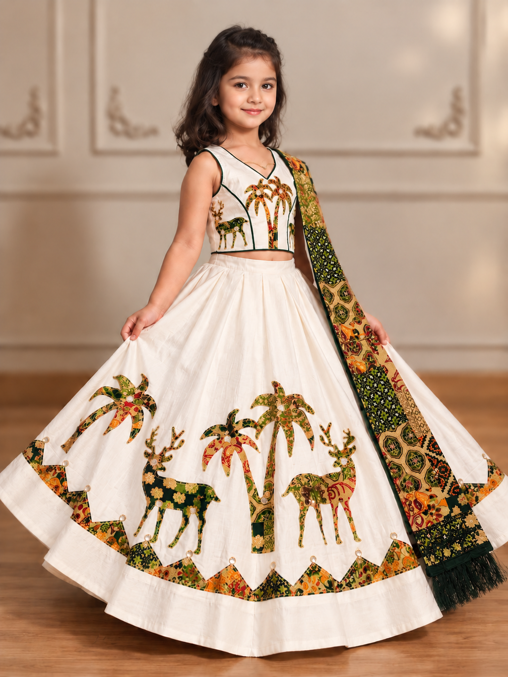 Green White Deer Chaniya Choil