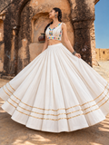 Teen Gotta Patti Lehenga White