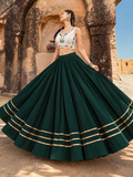 Teen Gotta Patti Lehenga Bottle Green