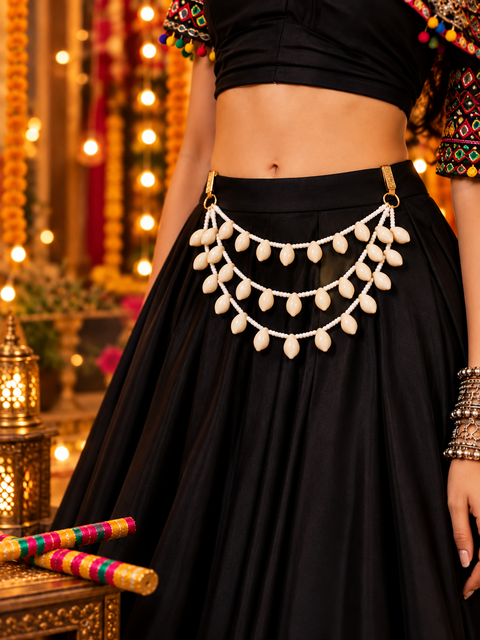 Navratri Statement Coin Waist Belt | Oxidised Silver Garba Kamarband