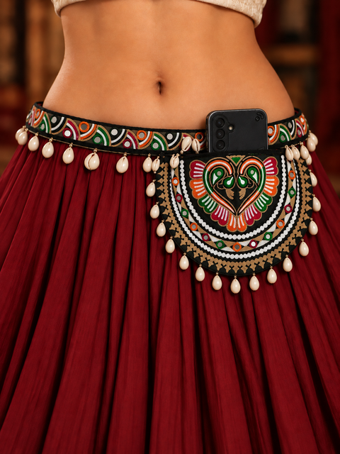 Garba Glam Navratri Kamar Mobile Holder | Embroidered Waist Phone Pouch