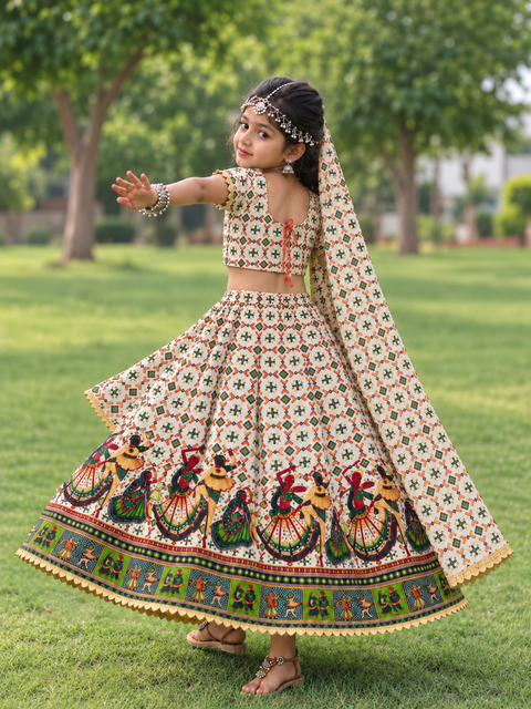 white dandiya Chaniya Choli
