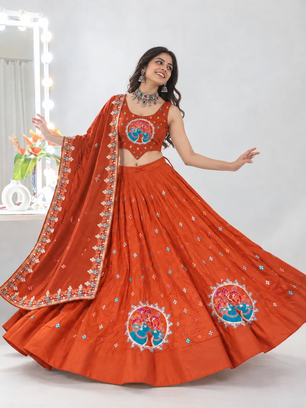 Mehfil Orange Traditional Chaniya Choli