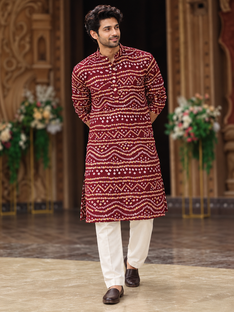 Desi Boyz – Bandhani Print Kurta for Men