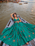 Desi Girl Bunting Dark Green Mirror-Work Chania Choli
