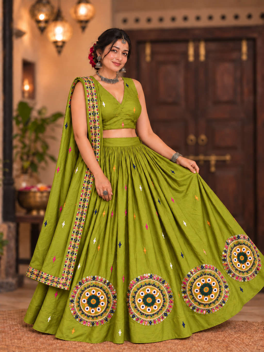 Rang Rasiya Parrot Green Full Chakra Chania Choli