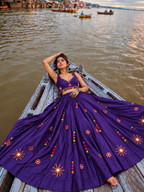 Desi Girl Bunting Purple Mirror-Work Chania Choli