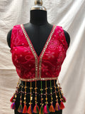 Desi Girl Rani Pink Bandhani Festive Blouse front view