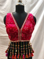 Desi Girl Rani Pink Bandhani Festive Blouse front view