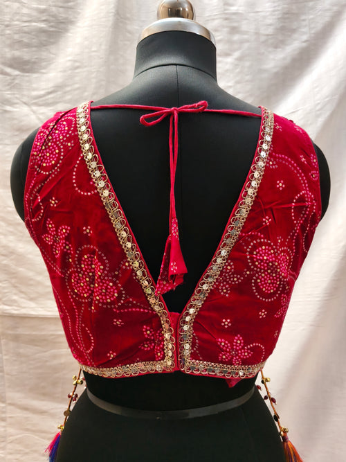 Desi Girl Rani Pink Bandhani Festive Blouse alternate view