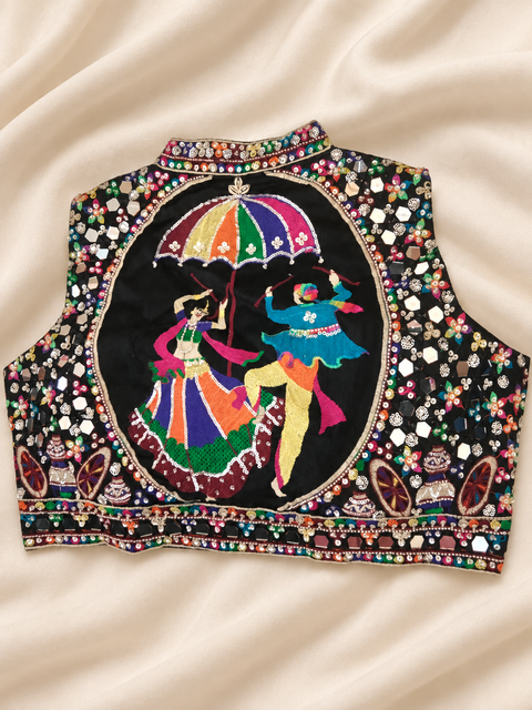 Kamariya Black Umbrella Mirror Work Navratri Blouse alternate view