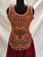 Laal Ishq Red Two Elephant Embroidered Navratri Blouse alternate view