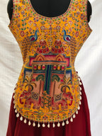 Morni Banke Mustard Two Elephant Embroidered Navratri Blouse alternate view