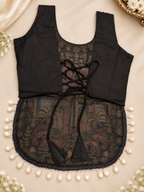 Black Navratri Kedia Kurti Blouse back view