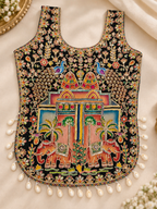Black Navratri Kedia Kurti Blouse front view