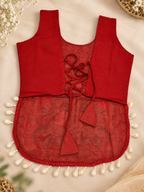 Red Navratri Kedia Kurti Blouse back view